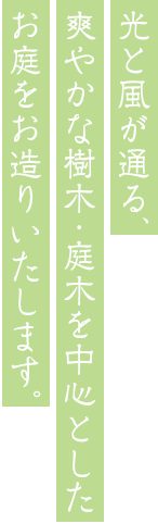 光と風が通る、爽やかな樹木・庭木を中心としたお庭をお作りいたします。